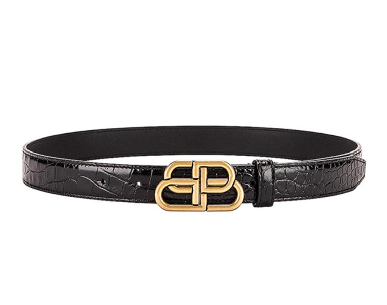 Thắt Lưng Nữ Balenciaga BB Embossed Croc Thin Belt